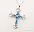 Vintage Blue Topaz Cubic Zirconia Cross Sterling Silver Necklace | Jewelry > Necklaces > Pendants | Wiccan Center
