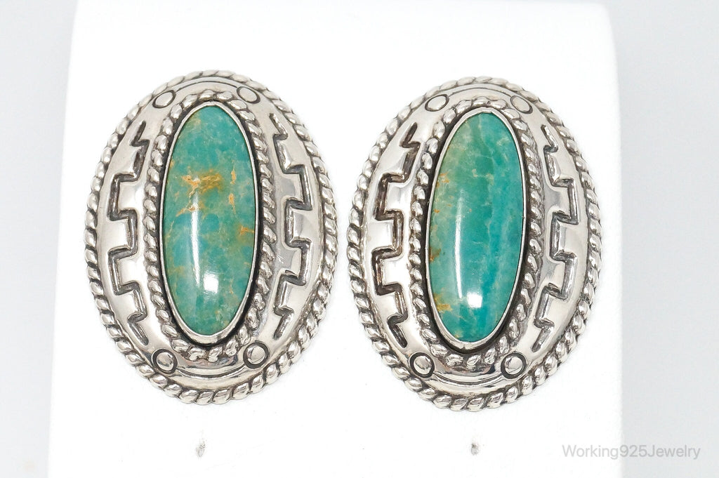 Large Western Designer Carolyn Pollack Relios Turquoise Sterling Silver Earrings | Jewelry > Earrings | Wiccan Center