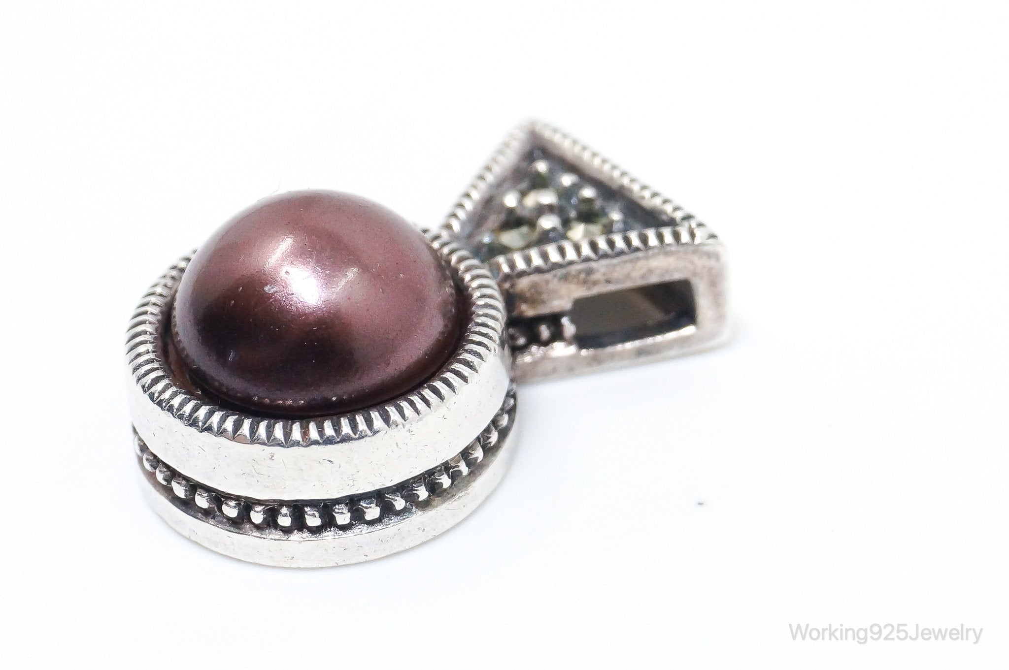 Vintage Designer Judith Jack Pearl Marcasite Sterling Silver Pendant | Jewelry > Necklaces > Pendants | Wiccan Center