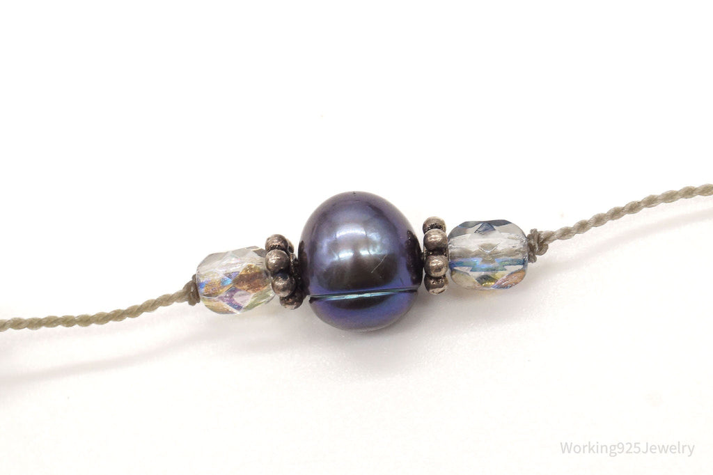 Vintage Tahitian Pearl & Glass Bead Sterling Silver String Necklace | Jewelry > Necklaces > Pendants | Wiccan Center