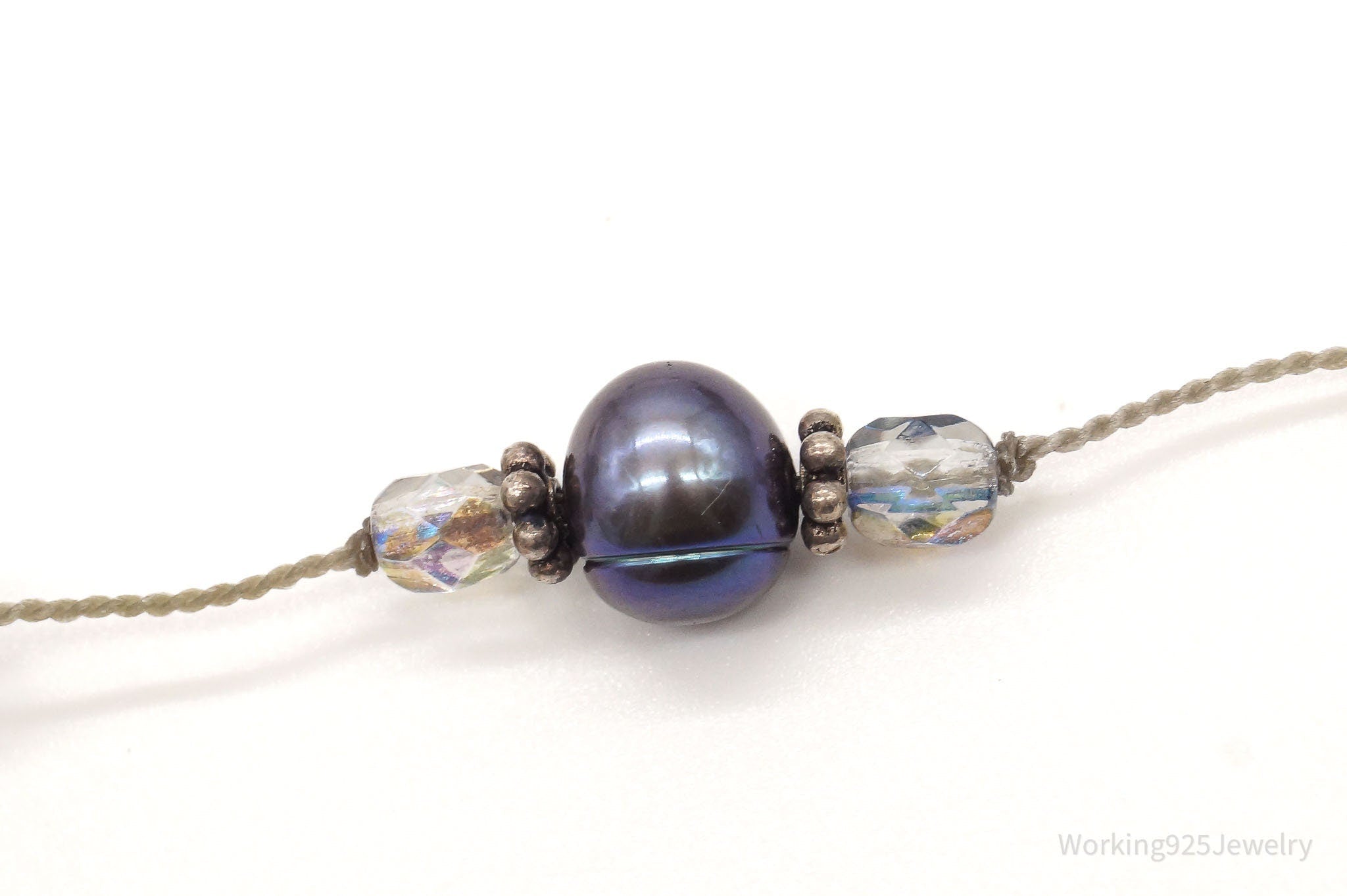 Vintage Tahitian Pearl & Glass Bead Sterling Silver String Necklace | Jewelry > Necklaces > Pendants | Wiccan Center