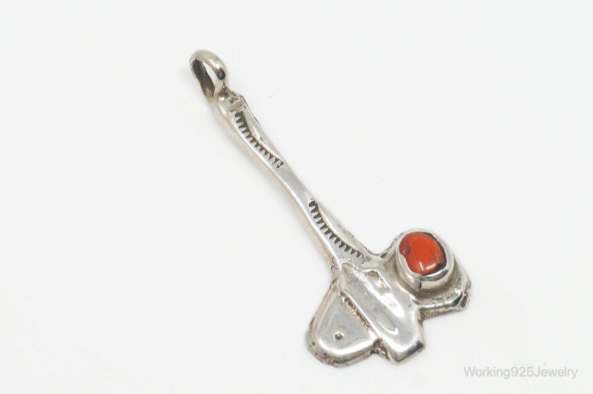 Vintage Handmade Native American Unsigned Coral Sterling Silver Pendant | Jewelry > Necklaces > Pendants | Wiccan Center