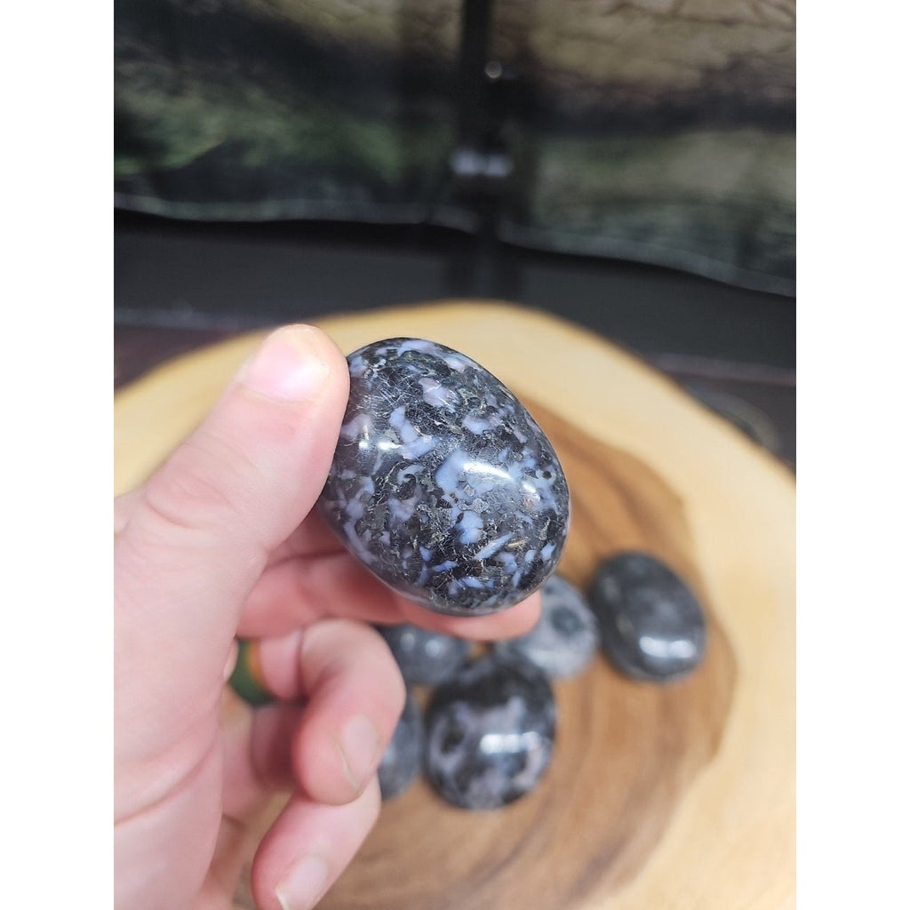 5Pcs Natural Polychrome Merlinite Gabbro Crystal Palm Stone | Palm Stones & Tumbled Crystals | Wiccan Center