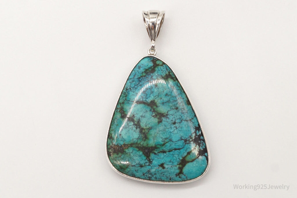 Vintage Large Turquoise Sterling Silver Necklace Pendant | Jewelry > Necklaces > Pendants | Wiccan Center