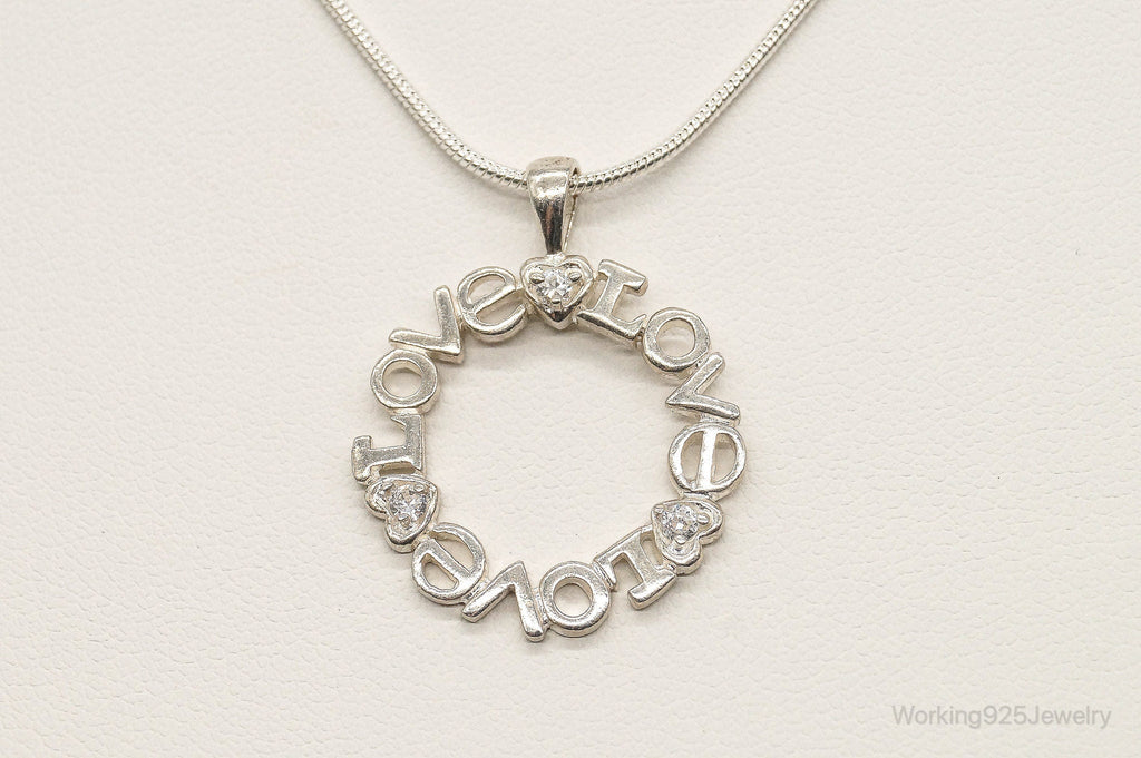 Vintage Cubic Zirconia "Love" Sterling Silver Necklace | Jewelry > Necklaces > Pendants | Wiccan Center