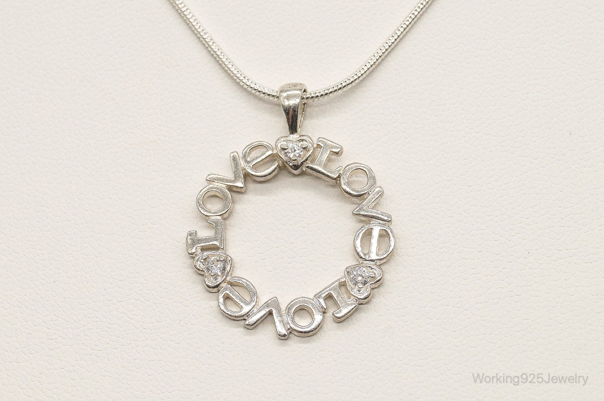 Vintage Cubic Zirconia "Love" Sterling Silver Necklace | Jewelry > Necklaces > Pendants | Wiccan Center
