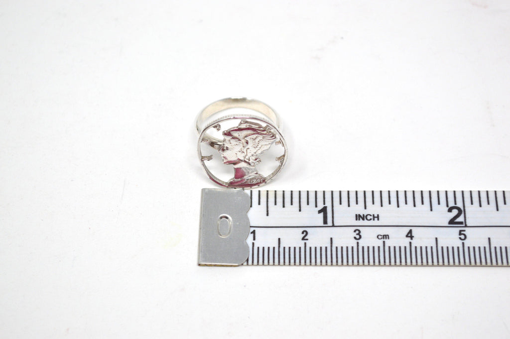 Antique 1941 Mercury Dime Sterling Silver Cutout Ring - Size 4.5 - Coin Jewelry | Jewelry > Rings | Wiccan Center