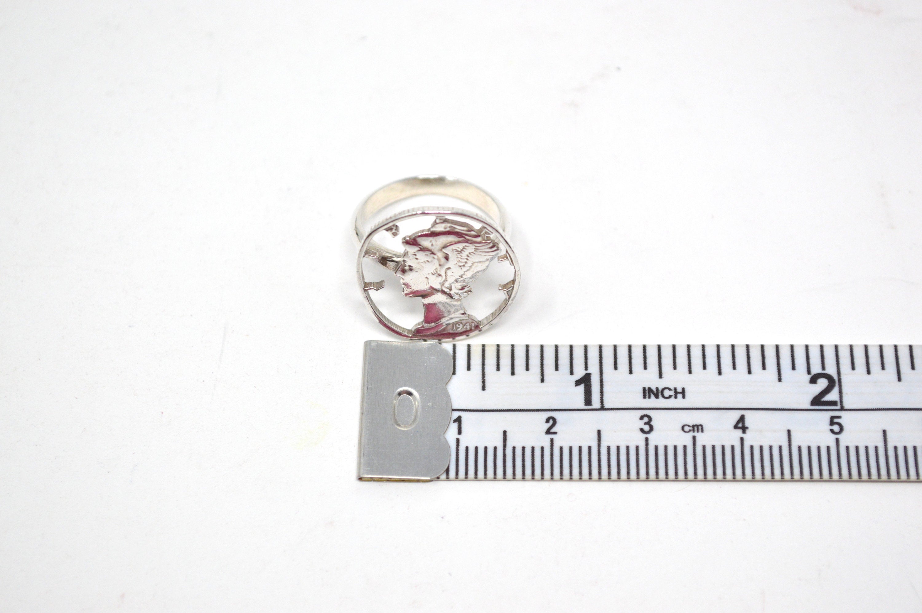Antique 1941 Mercury Dime Sterling Silver Cutout Ring - Size 4.5 - Coin Jewelry | Jewelry > Rings | Wiccan Center