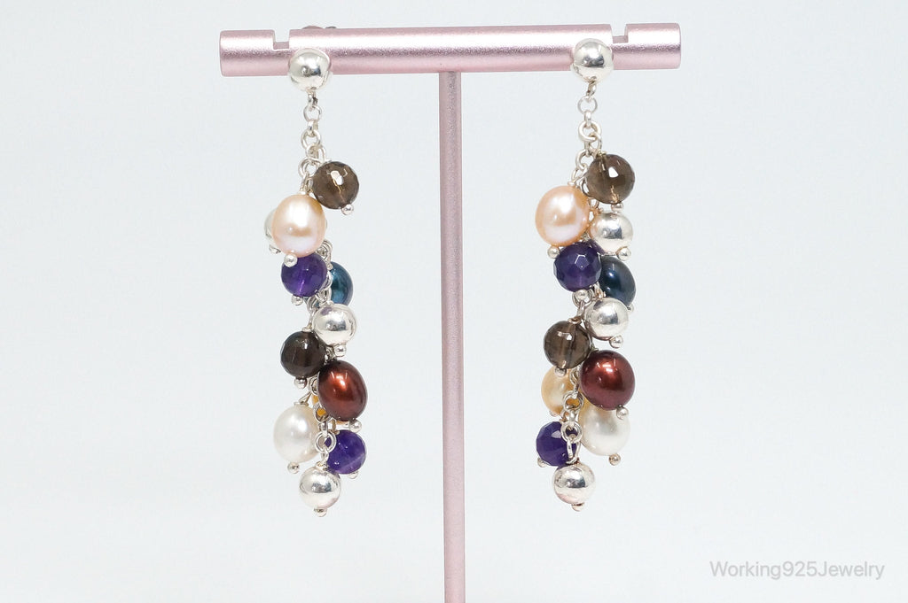 Vintage Italian Designer Multi Gem Sterling Silver Earrings | Jewelry > Earrings | Wiccan Center