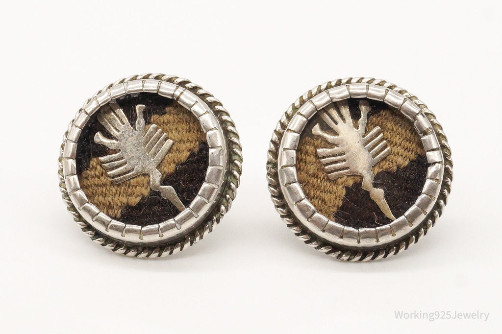 Vintage Mexican Blanket Woven Sterling Silver Earrings | Jewelry > Earrings | Wiccan Center