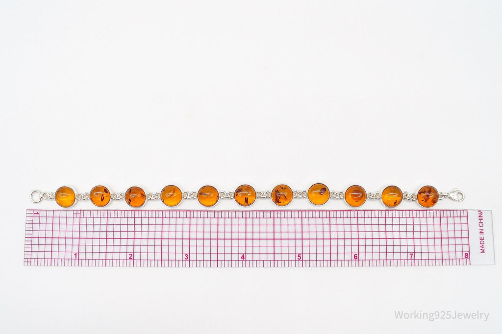 Vintage Amber Modernist Sterling Silver Bracelet | Jewelry > Bracelets | Wiccan Center