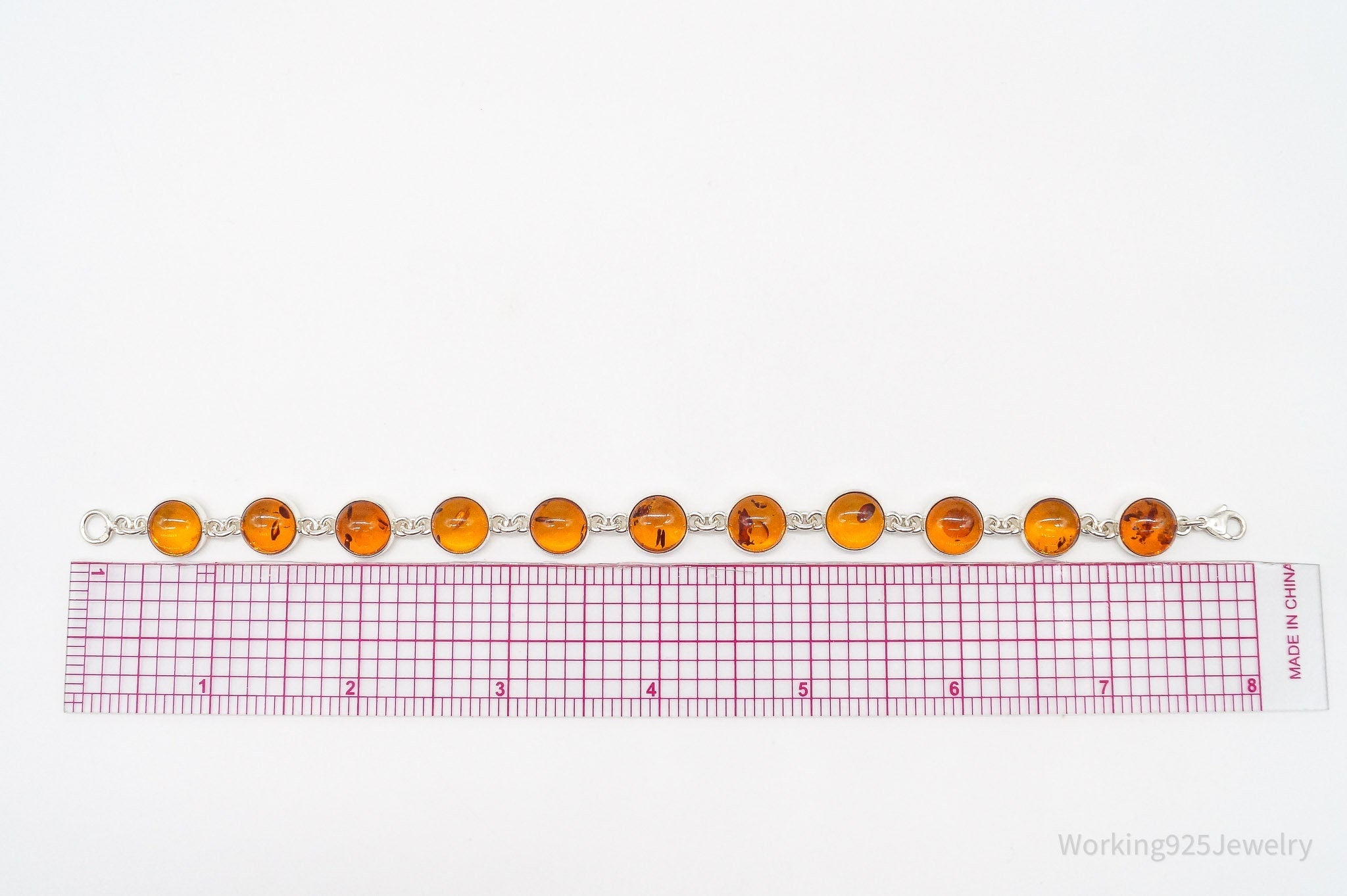 Vintage Amber Modernist Sterling Silver Bracelet | Jewelry > Bracelets | Wiccan Center