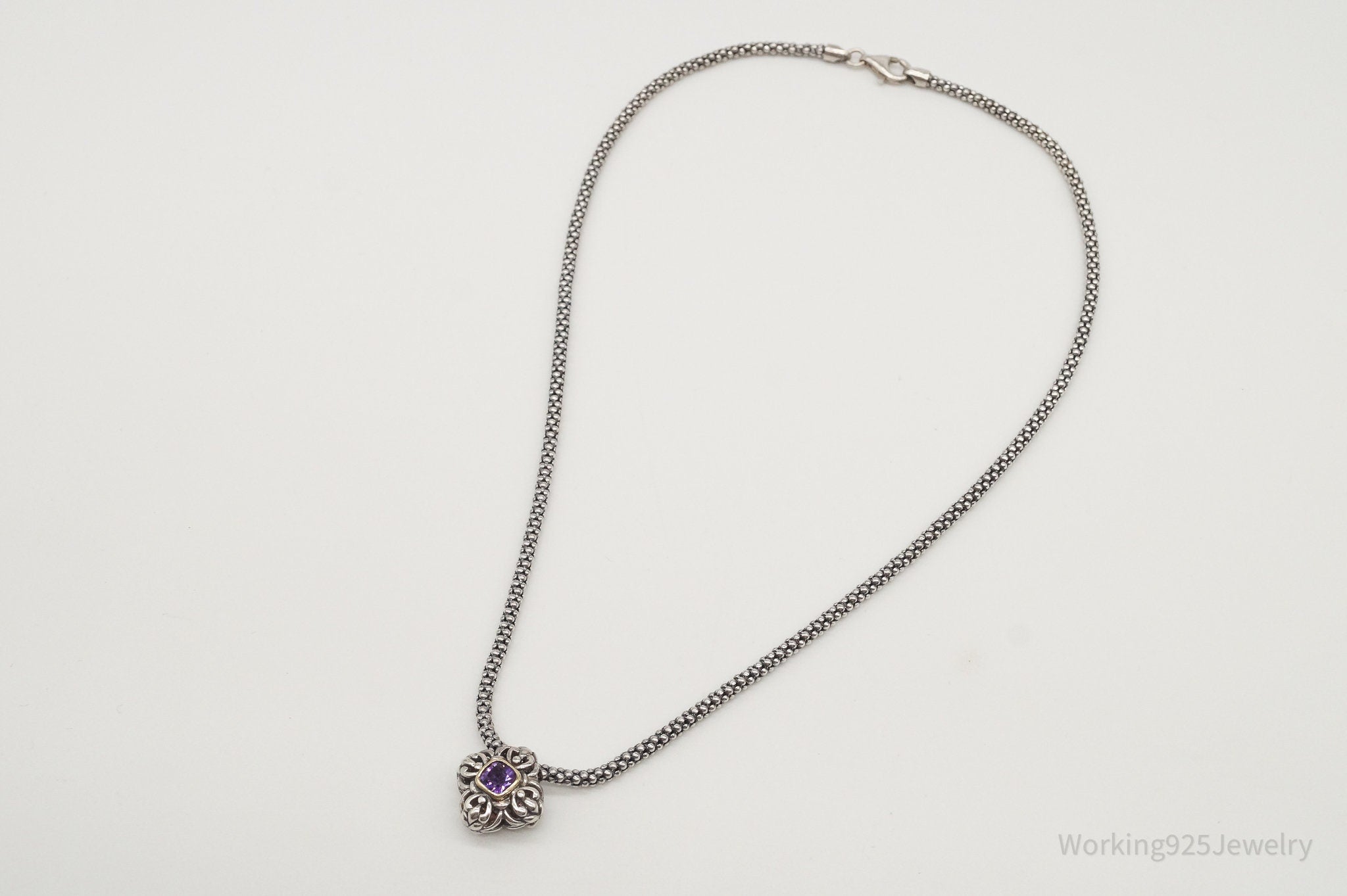 Vintage Gold Vermeil Purple Cubic Zirconia Sterling Silver Necklace | Jewelry > Necklaces > Pendants | Wiccan Center