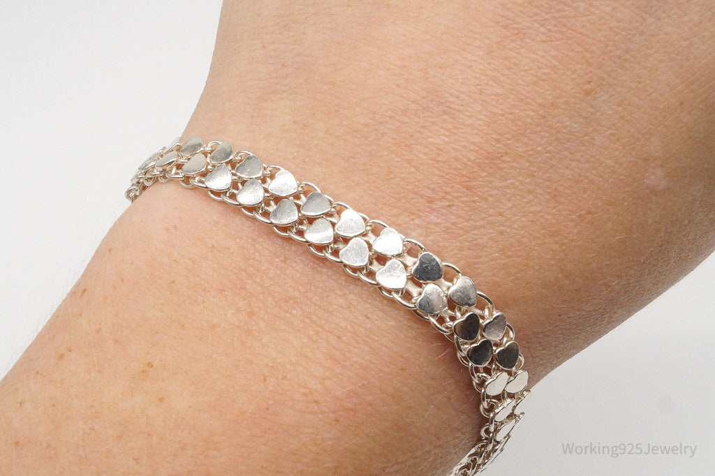 Vintage Hearts Mesh Chain Link Silver Bracelet | Jewelry > Bracelets | Wiccan Center