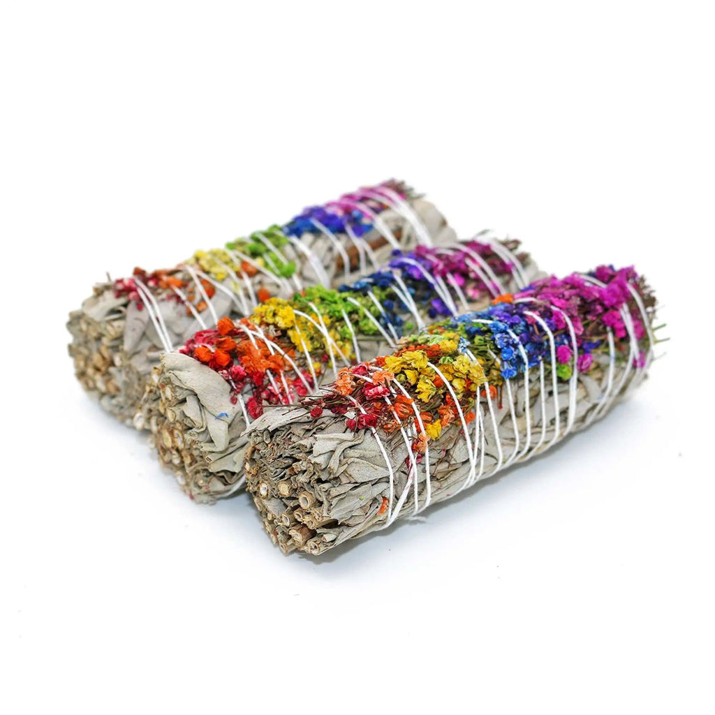 'Energy Wheel' Floral White Sage Smudge Stick (4 in.) | Smudge Sticks | Wiccan Center