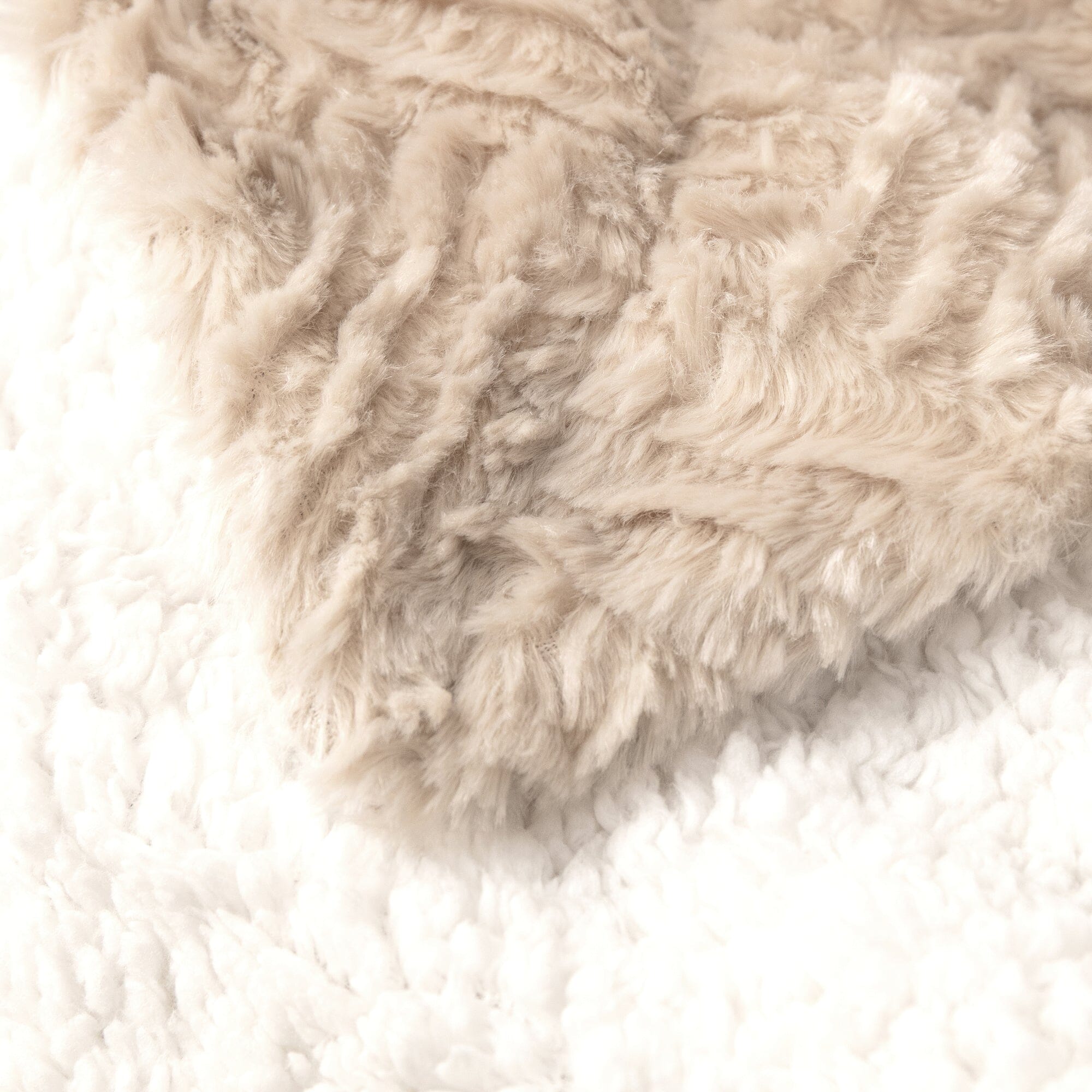 DaDalogy Bedding Champagne Ivory Faux Fur Throw Blanket - Dreamy Gold Geometric Embossed Sherpa Backside - Super Soft Warm Cozy Plush Fluffy | Throw Blankets | Wiccan Center