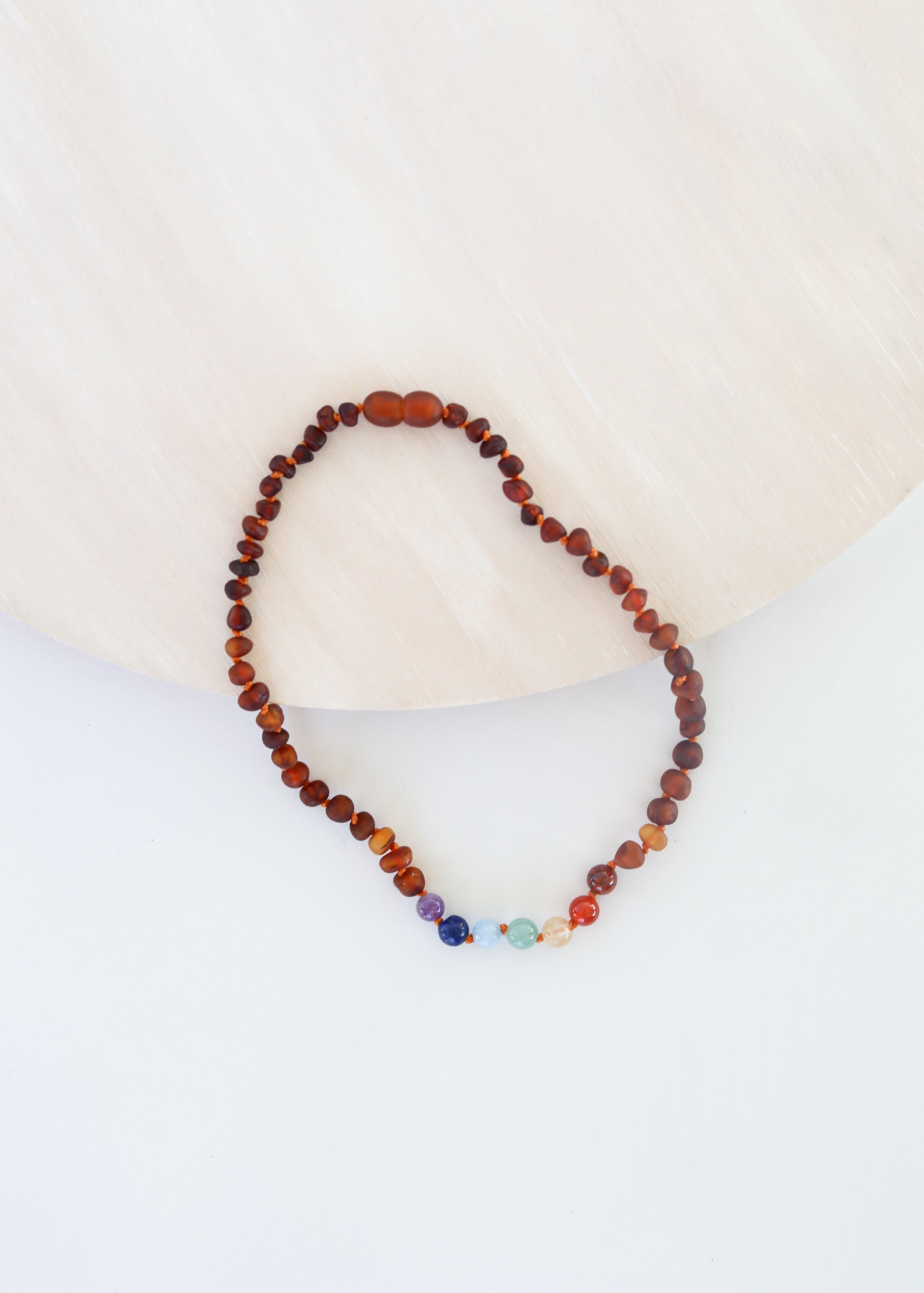 Raw Cognac Baltic Amber + CHAKRA Crystals || Necklace | Necklace | Wiccan Center