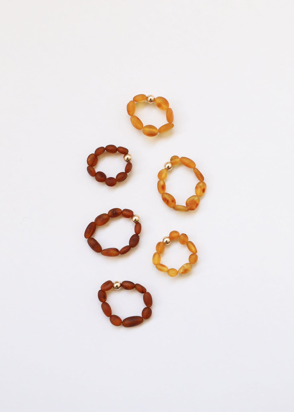 Raw Cognac Baltic Amber + 14K Gold Filled || Beaded Stretch Ring | Ring | Wiccan Center