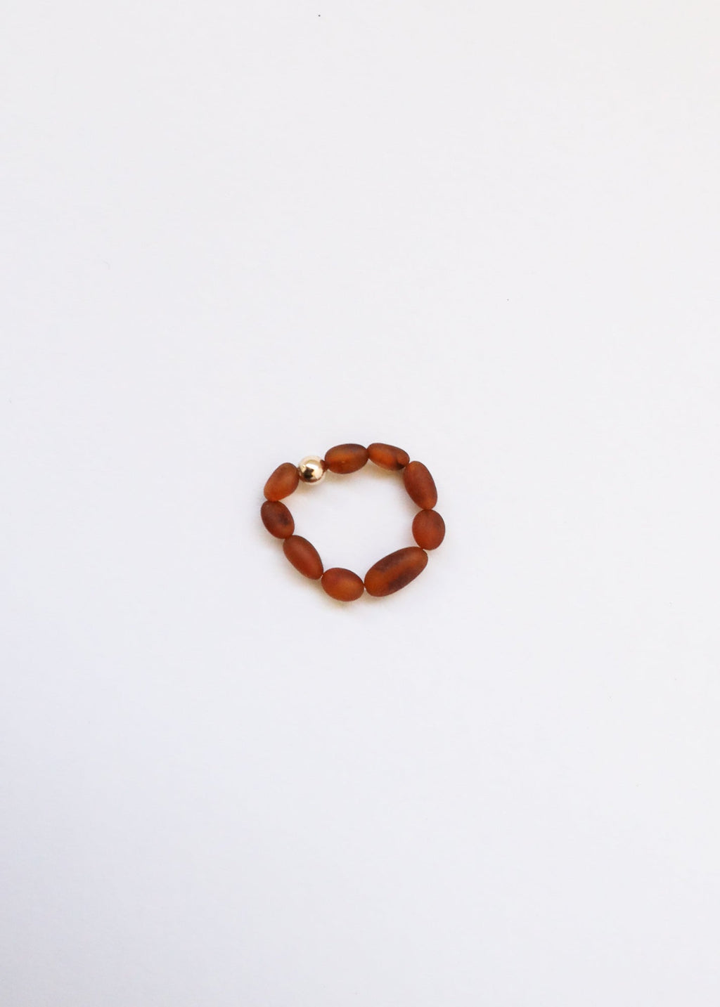 Raw Cognac Baltic Amber + 14K Gold Filled || Beaded Stretch Ring | Ring | Wiccan Center
