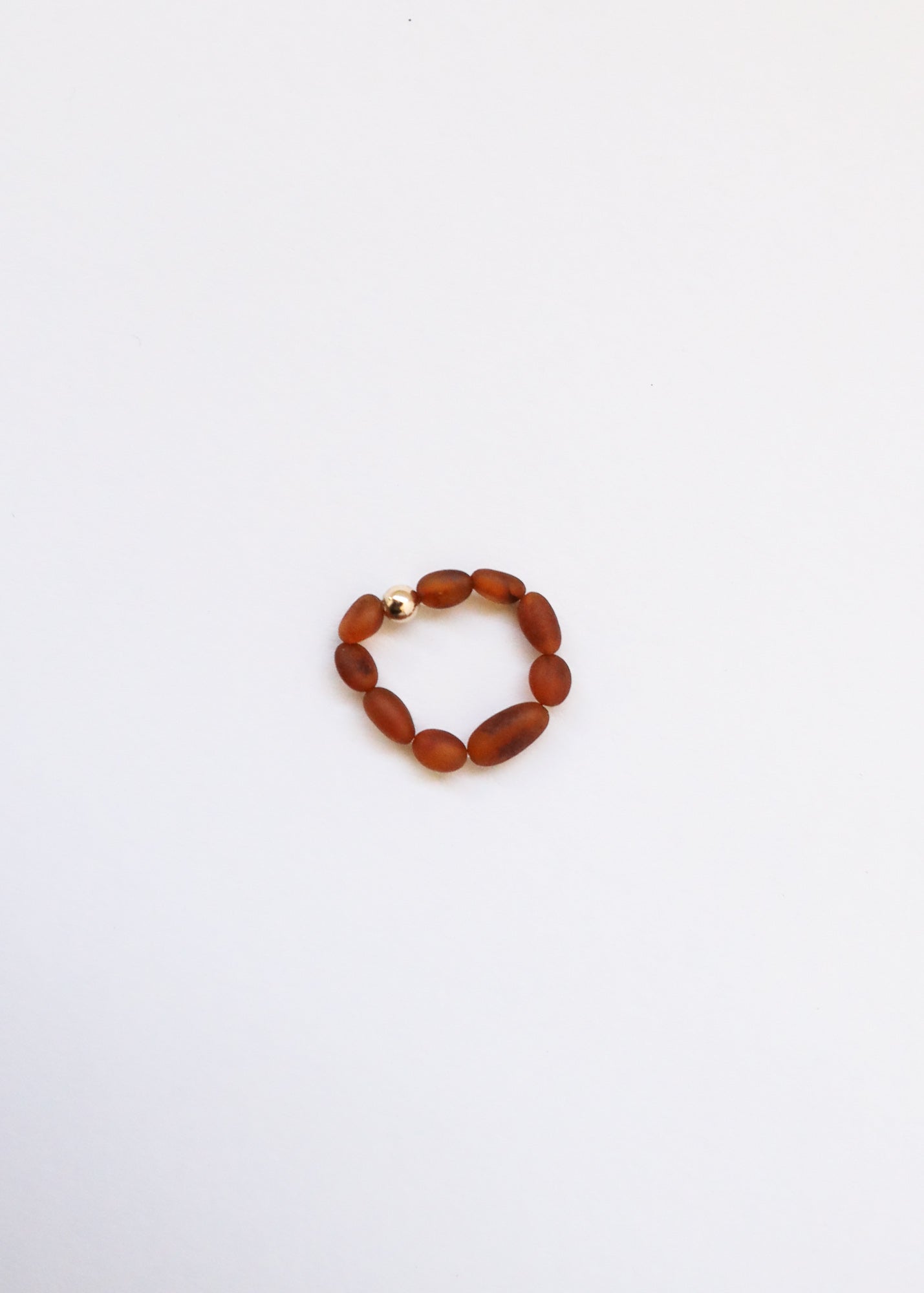 Raw Cognac Baltic Amber + 14K Gold Filled Beaded Ring Stack | Ring | Wiccan Center