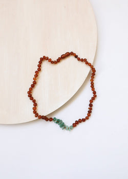 Raw Cognac Baltic Amber + Raw Aventurine || Necklace | Necklace | Wiccan Center