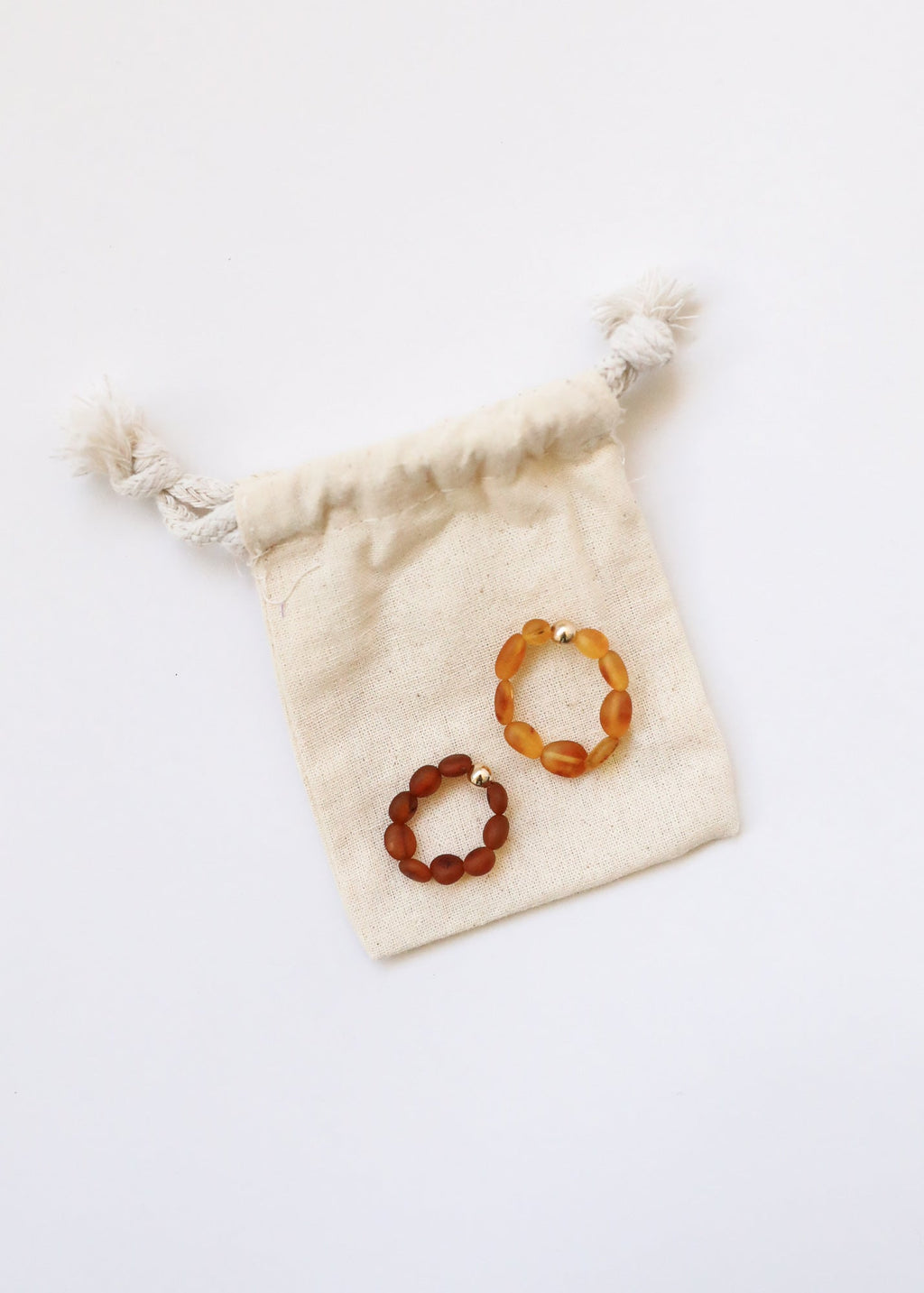 Raw Cognac Baltic Amber + 14K Gold Filled || Beaded Stretch Ring | Ring | Wiccan Center
