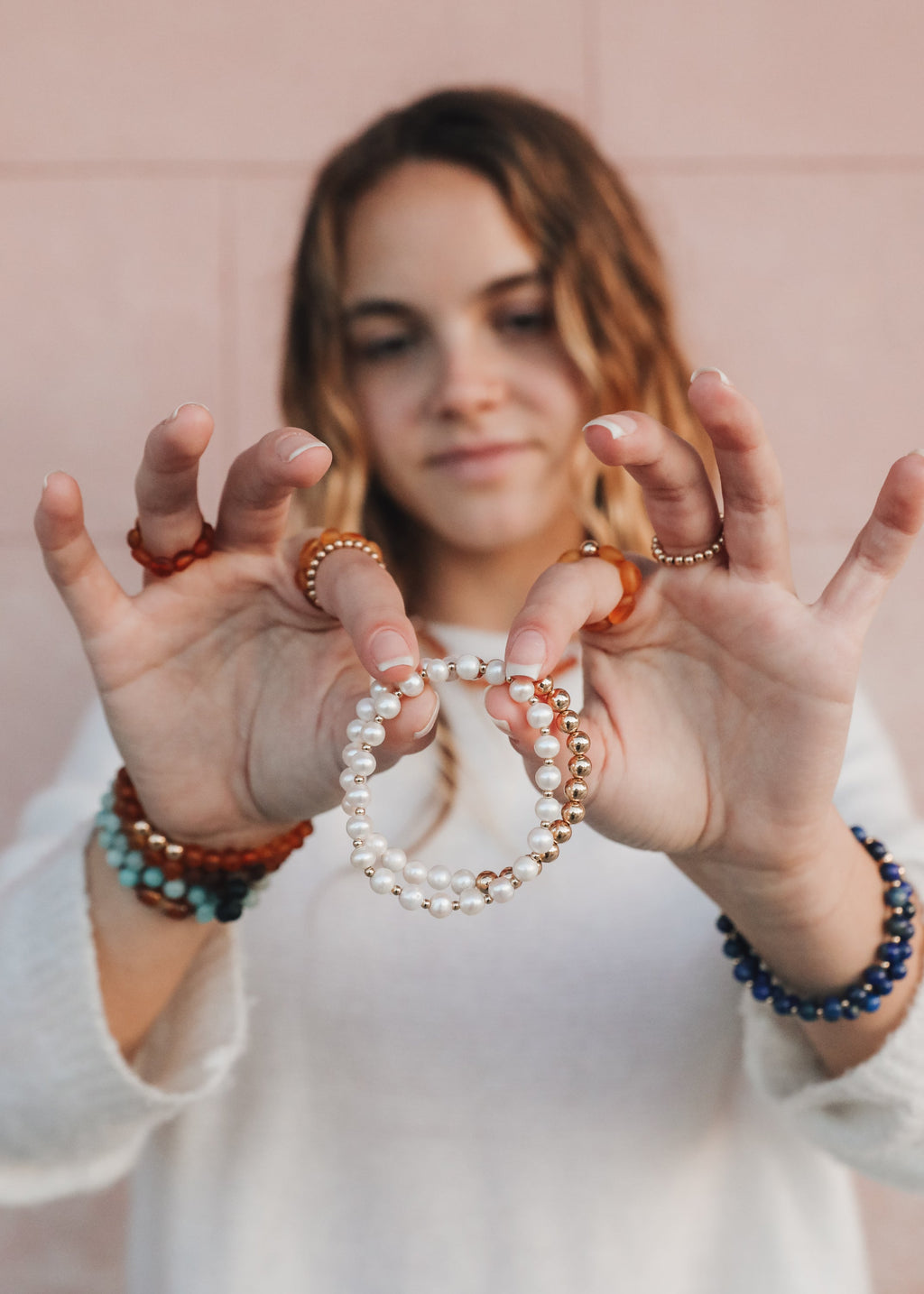 Pearl : 14k Gold Filled Sun + Moon || Stretch Bracelets | Bracelet | Wiccan Center