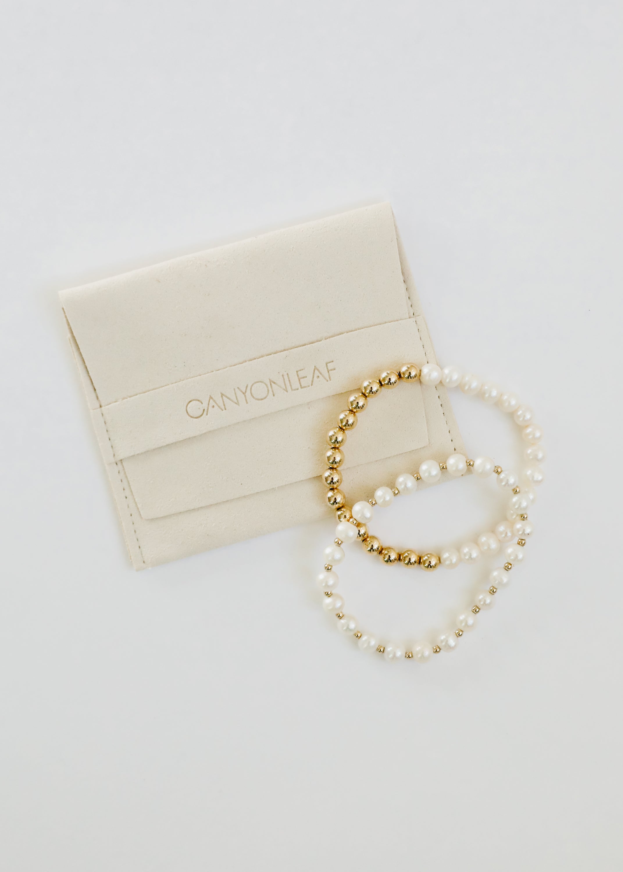 Pearl : 14k Gold Filled Sun + Moon || Stretch Bracelets | Bracelet | Wiccan Center