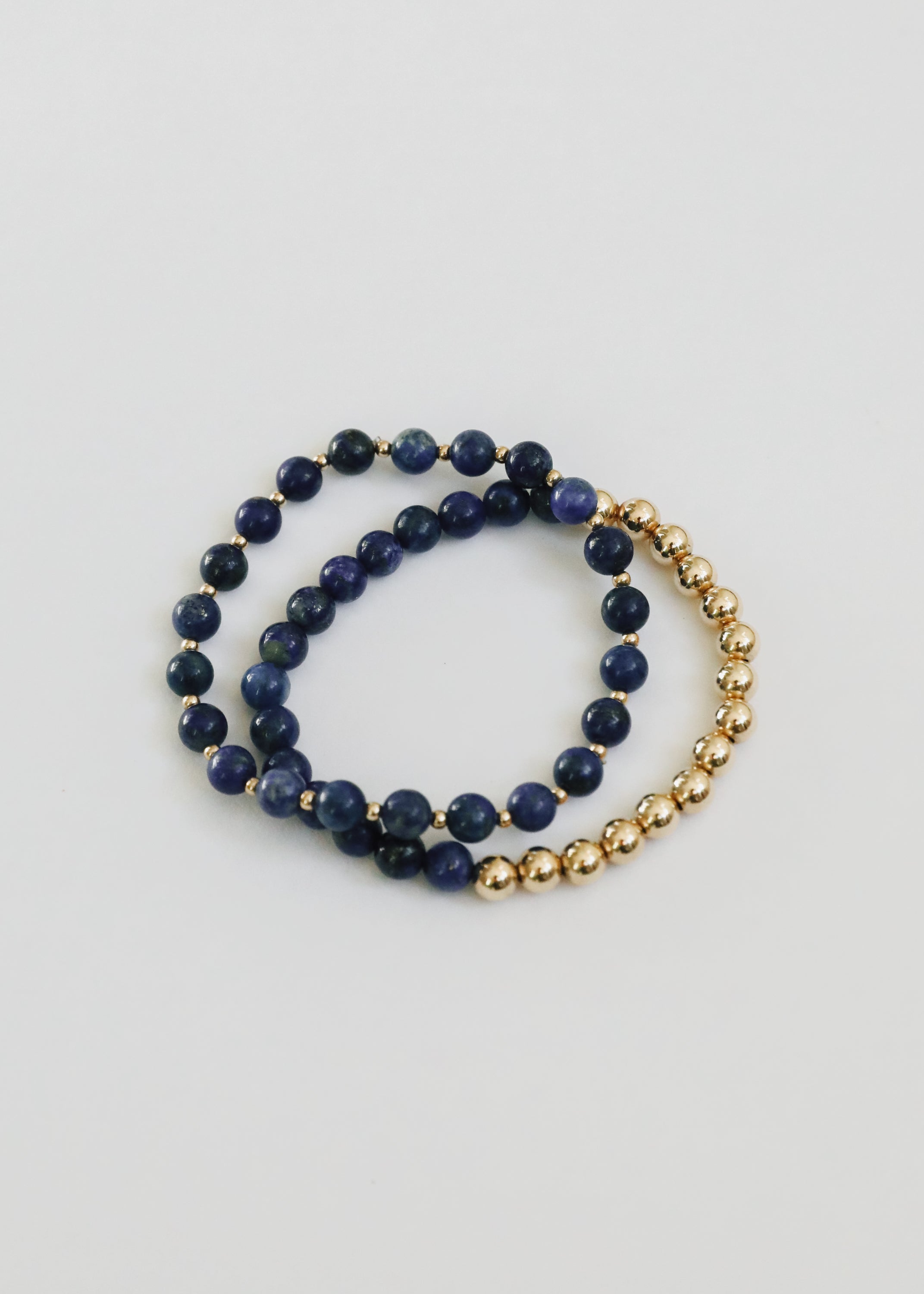 Lapis Lazuli : 14k Gold Filled Beaded Sun + Moon || Stretch Bracelets | Bracelet | Wiccan Center
