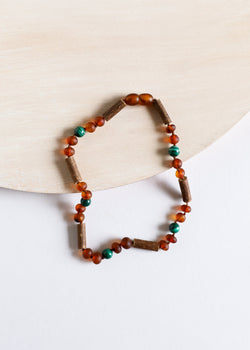 Hazelwood || Raw Cognac Baltic Amber + Malachite || Necklace | Necklace | Wiccan Center