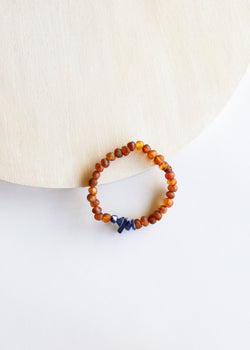 Raw Cognac Baltic Amber + Lapis Lazuli || Adult Stretch Bracelet | Bracelet | Wiccan Center