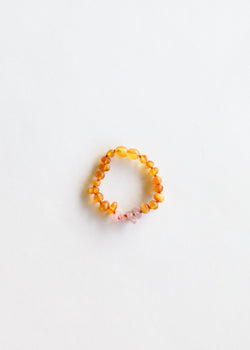 Raw Honey Baltic Amber + Raw Rose Quartz || Anklet or Bracelet | Bracelet | Wiccan Center