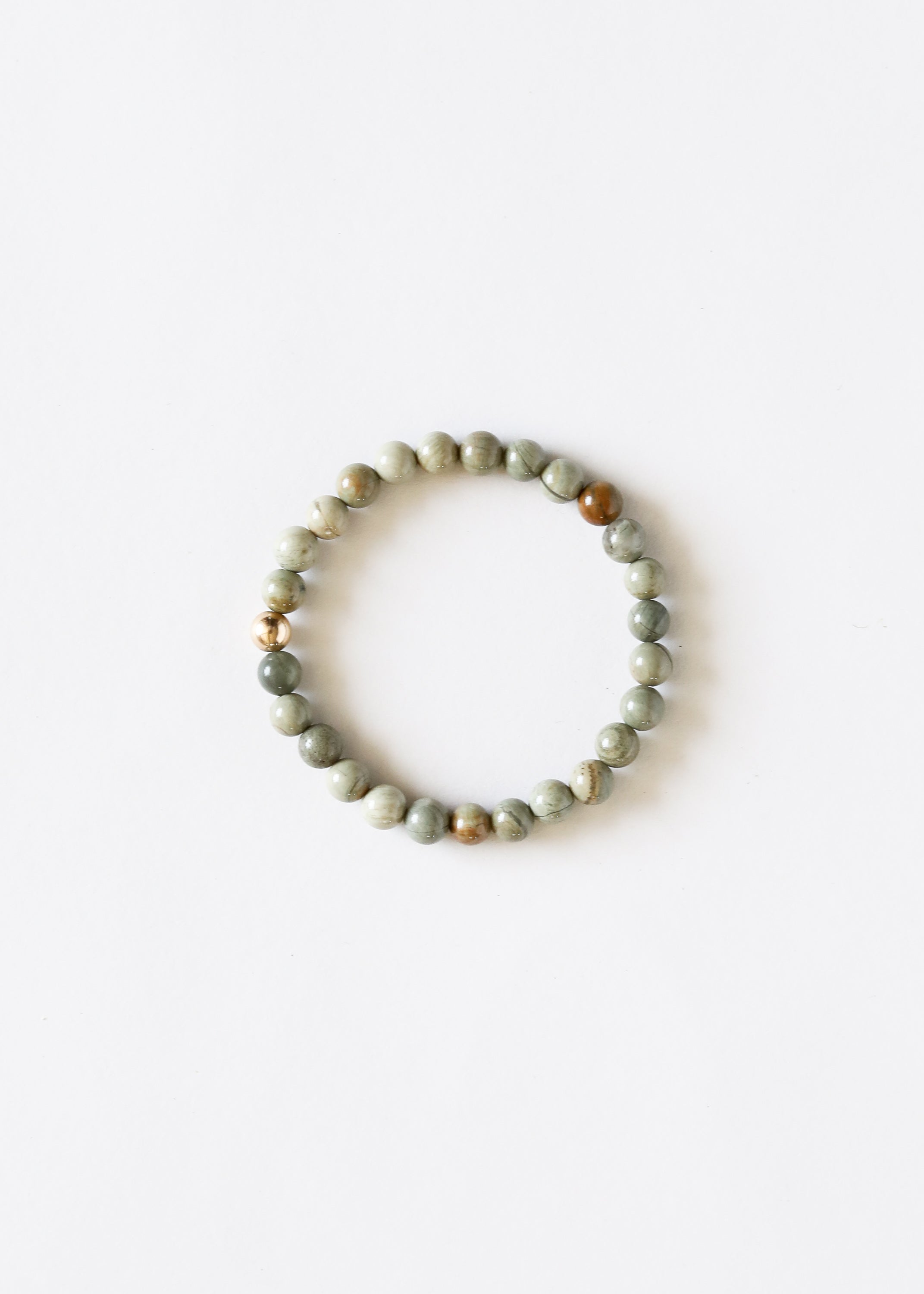 Silver Leaf Jasper + 14k Gold Filled || Adult Bracelet | Bracelet | Wiccan Center