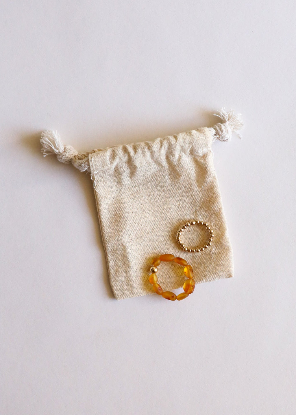 Raw Honey Baltic Amber + 14K Gold Filled || Beaded Ring Stack | Ring | Wiccan Center