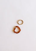 Raw Cognac Baltic Amber + 14K Gold Filled Beaded Ring Stack | Ring | Wiccan Center