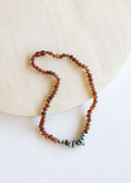 Raw Cognac Baltic Amber + Raw Turquoise Jasper || Necklace | Necklace | Wiccan Center