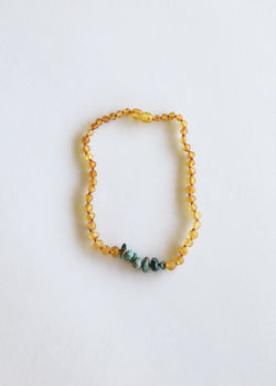 Raw Honey Baltic Amber + Raw Turquoise Jasper || Necklace | Necklace | Wiccan Center