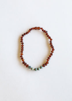 Raw Cognac Baltic Amber + Turquoise Jasper || Necklace | Necklace | Wiccan Center
