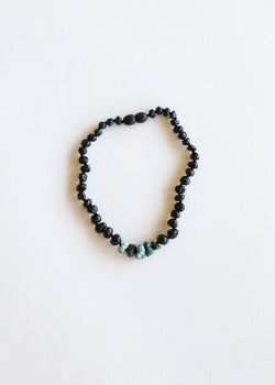 Raw Black Baltic Amber + Raw Turquoise Jasper Necklace | Necklace | Wiccan Center