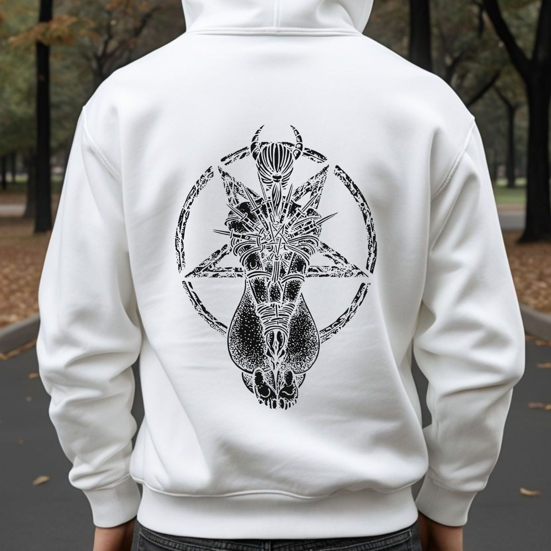 Goat Skull Pentagram Occult Hoodie – Gothic & Pagan Apparel, Mystical Pullover, Witchy Gift | Sweatshirt - Hoodie | Wiccan Center