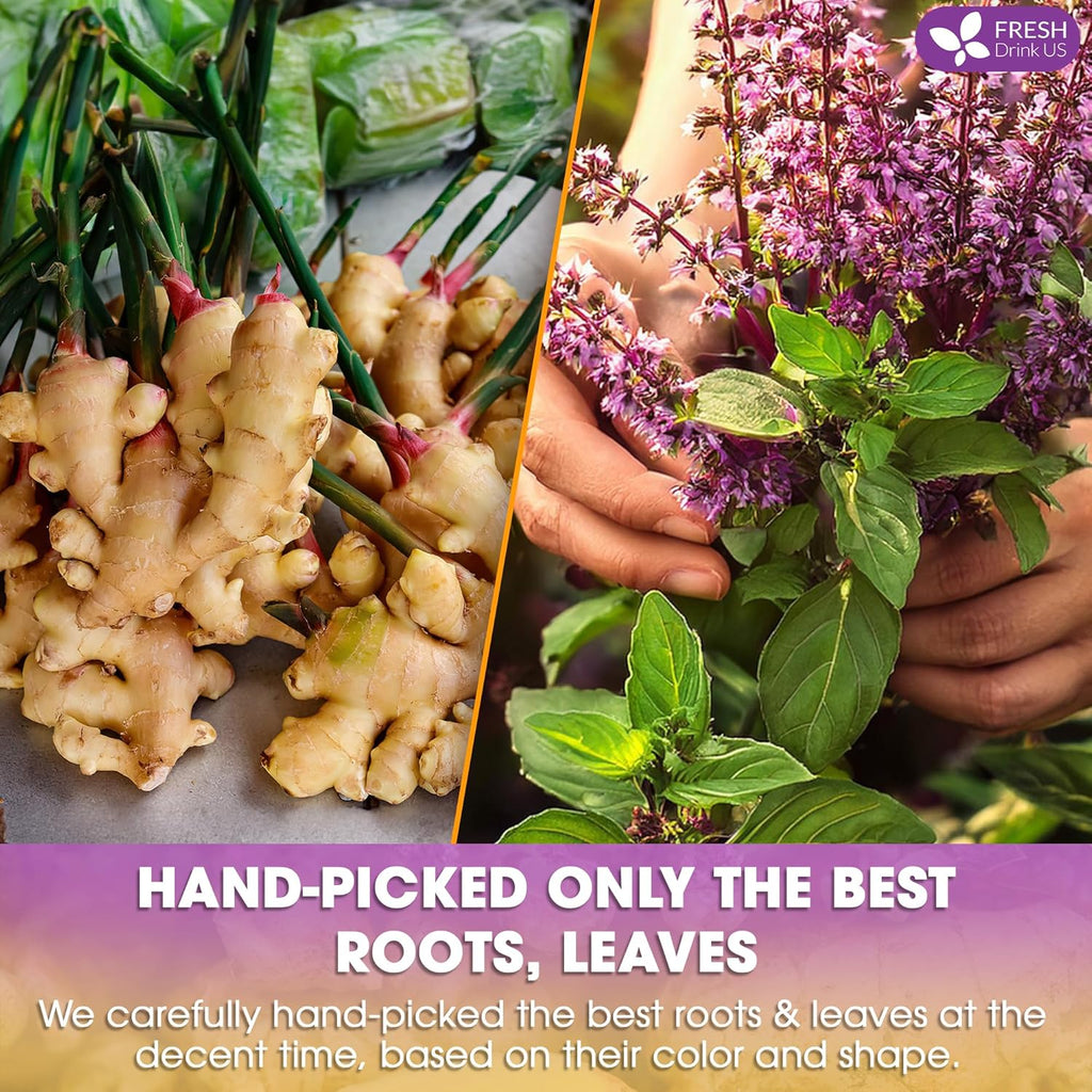 Premium Ginger Tulsi Tea Bags | Hand-made Blend of Ginger and Tulsi Holy Basil Leaves | Tea | Wiccan Center
