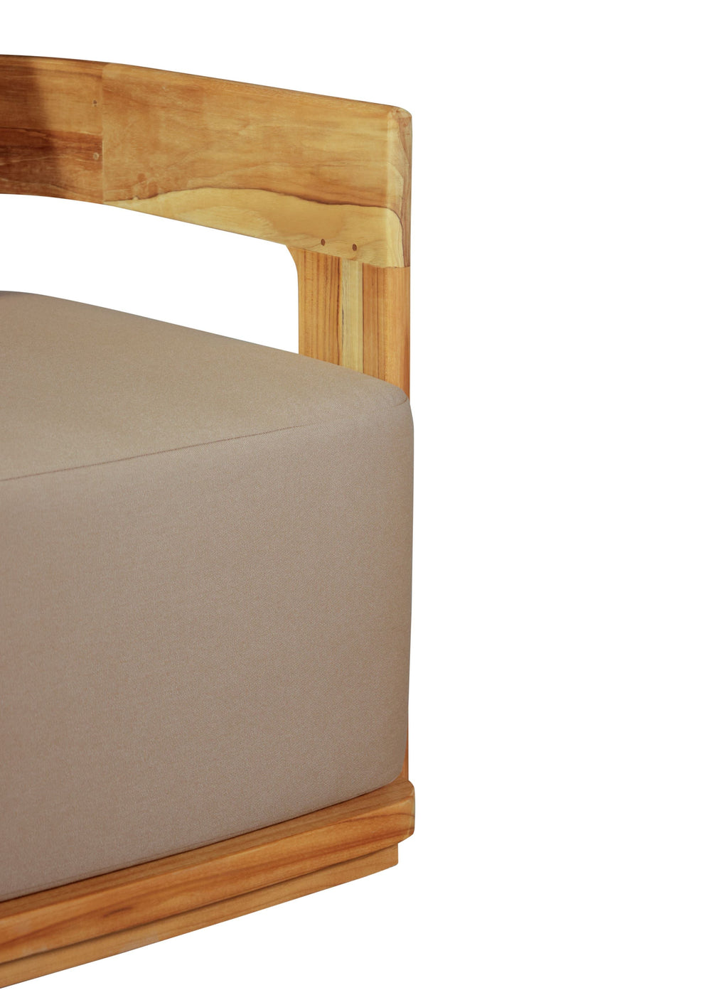 Eclipse Outdoor solid Teak Wood Sofa Set - light brown fabric | outdoor living room set | Wiccan Center