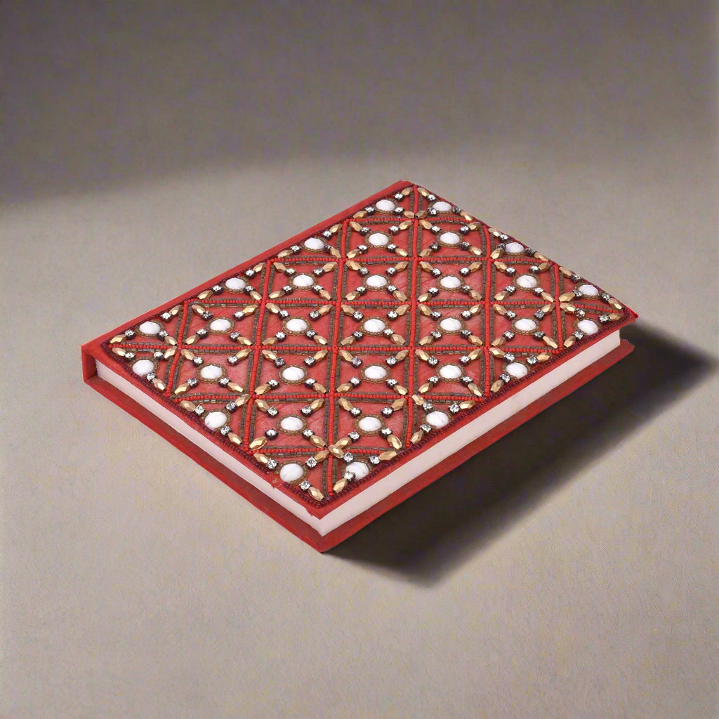 Exquisite Zari Hand-Embroidered Journal - A Royal Artistry 5x7 Keepsake | Journal | Wiccan Center