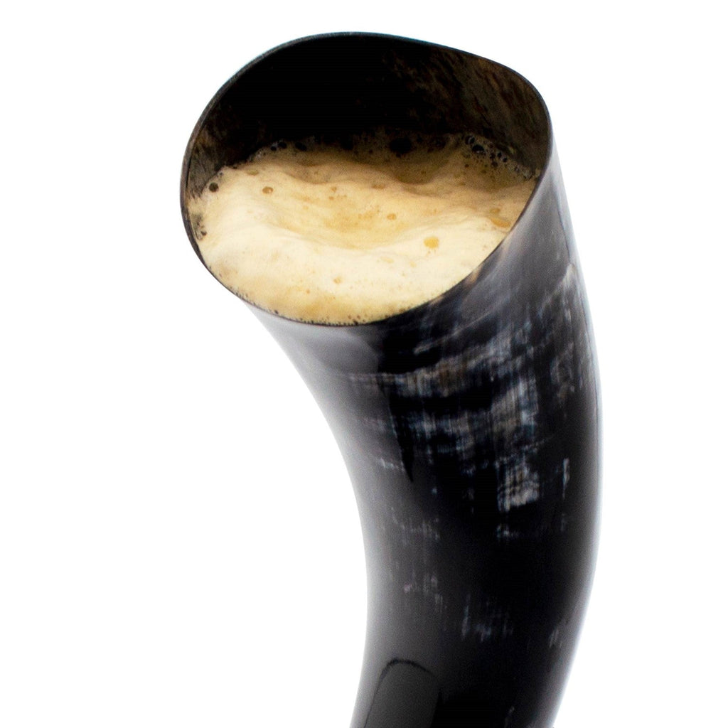 Viking Drinking Horn – Ox Horn with Wooden Stand
