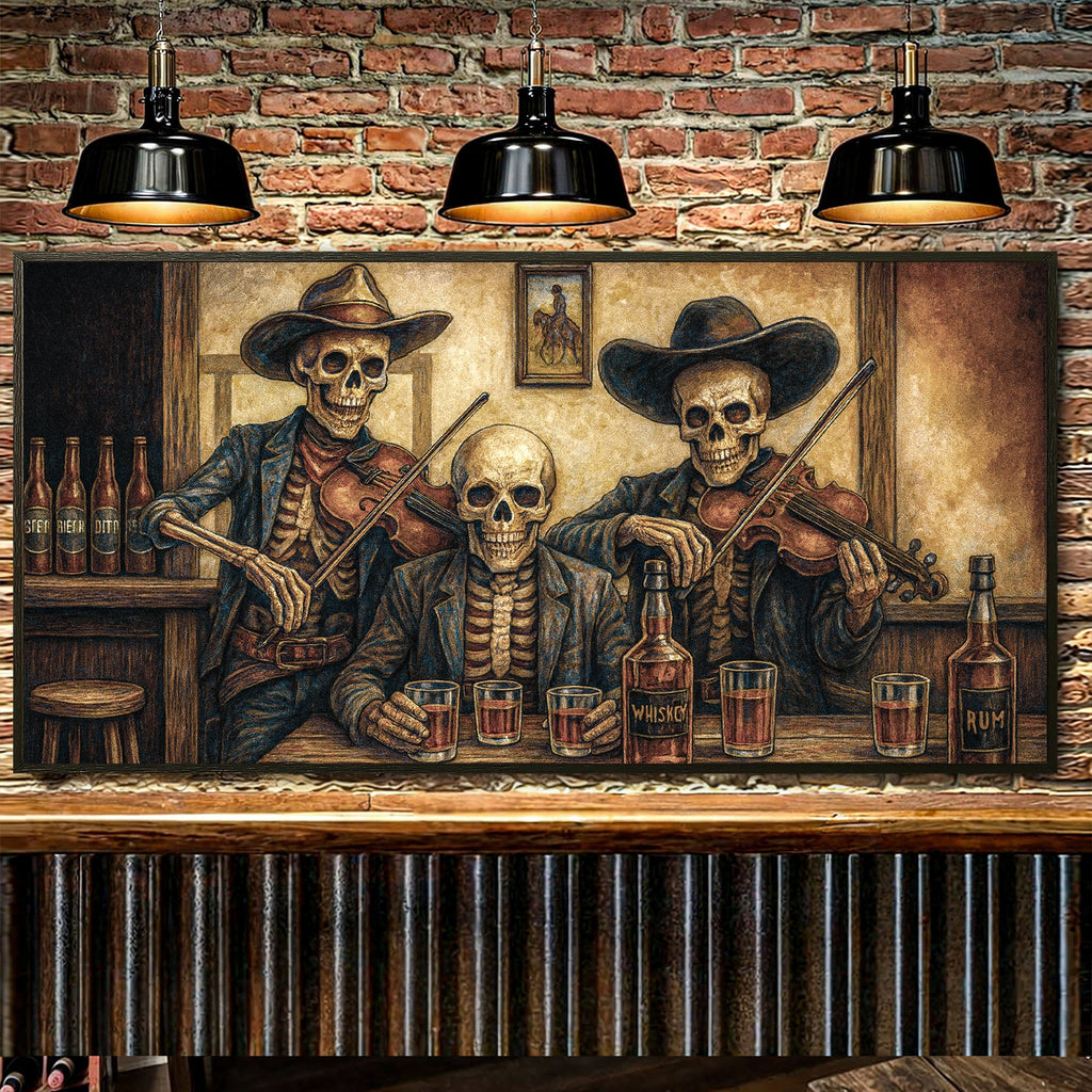Cowboy Skeletons Western Bar Wall Art | Canvas | Wiccan Center