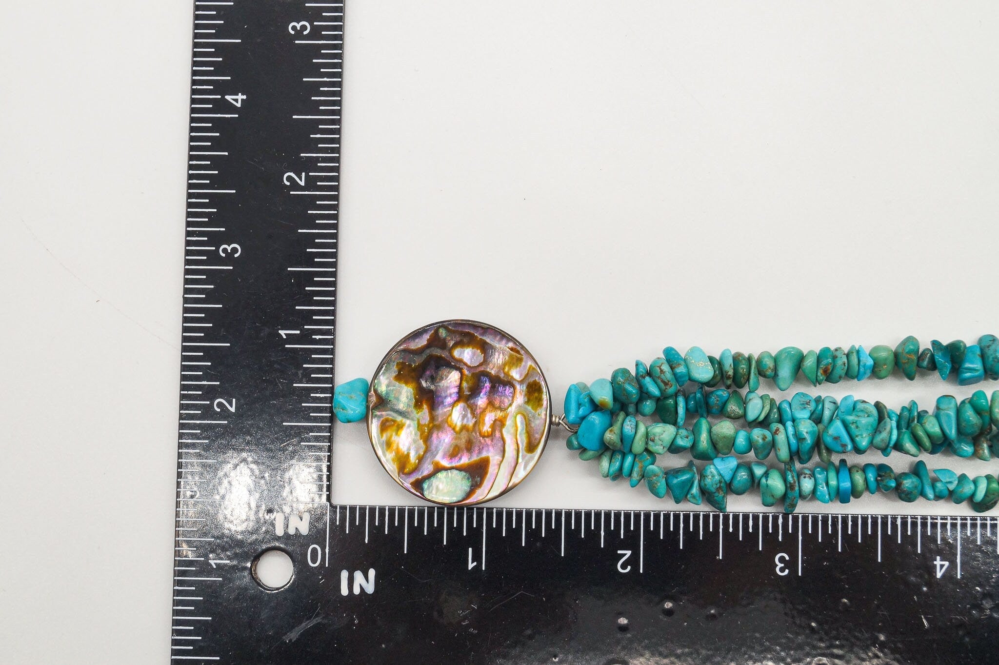 Vintage Native American Turquoise Abalone Shell Bead Sterling Silver Necklace | Jewelry > Necklaces | Wiccan Center