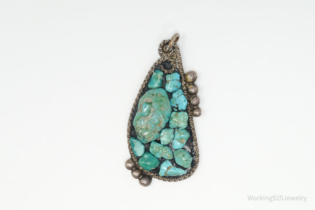 Vintage Handmade Native American RC Turquoise Sterling Silver Pendant | Jewelry > Necklaces > Pendants | Wiccan Center