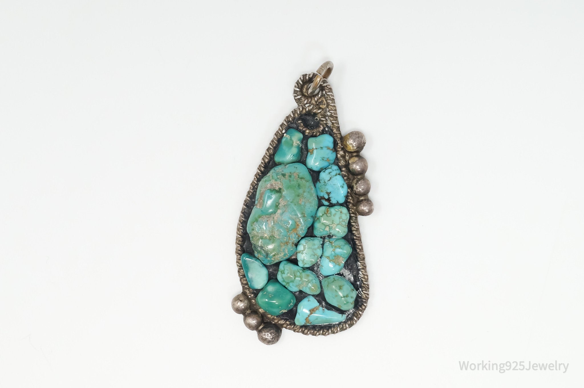 Vintage Handmade Native American RC Turquoise Sterling Silver Pendant | Jewelry > Necklaces > Pendants | Wiccan Center