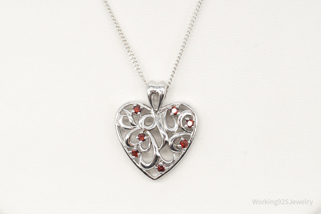 Vintage Garnet Heart Sterling Silver Necklace | Jewelry > Necklaces > Pendants | Wiccan Center