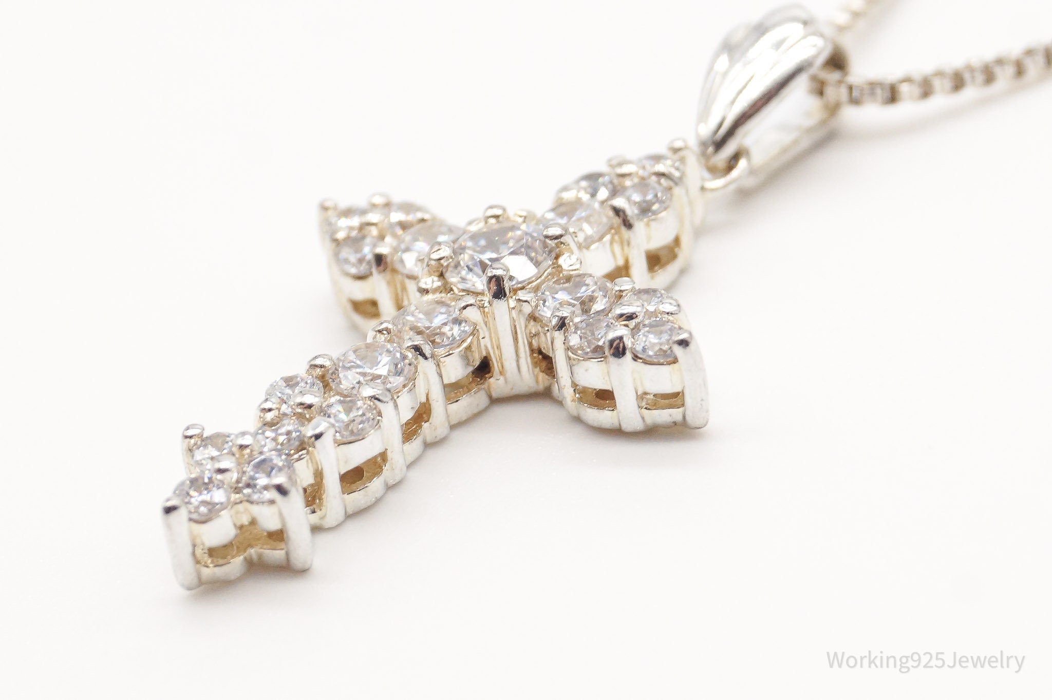 Vintage Cubic Zirconia Cross Sterling Silver Necklace | Jewelry > Necklaces > Pendants | Wiccan Center
